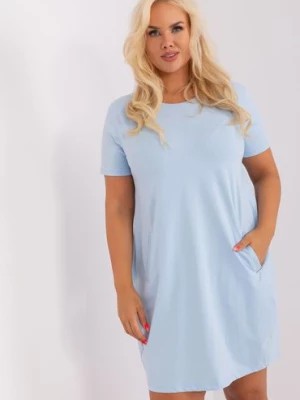 Zdjęcie produktu Jasnoniebieska sukienka plus size basic z kieszeniami RELEVANCE