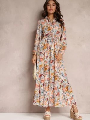 Zdjęcie produktu Jasnoniebieska Sukienka Rozkloszowana w Kwiaty Rotu