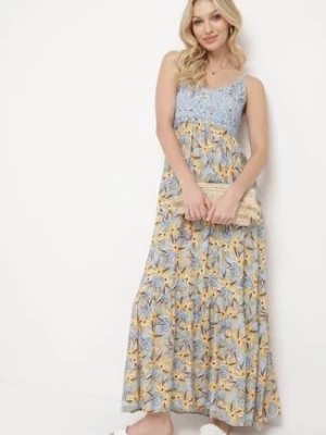 Zdjęcie produktu Jasnoniebieska Wiskozowa Sukienka Maxi na Ramiączkach Rozkloszowana Nolwessa