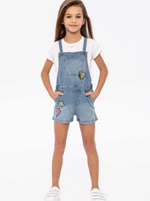 Zdjęcie produktu Jasnoniebieskie ogrodniczki krótkie jeansowe dla dziewczynki Minoti