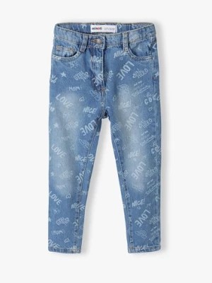 Zdjęcie produktu Jasnoniebieskie spodnie jeansowe niemowlęce z napisami Minoti