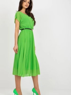 Zdjęcie produktu Jasnozielona plisowana sukienka z wiskozą Italy Moda