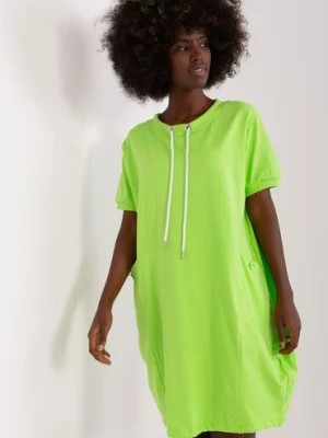 Zdjęcie produktu Jasnozielona sukienka basic z krótkim rękawem RELEVANCE