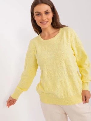 Zdjęcie produktu Jasnożółty damski sweter damski klasyczny z długim rękawem