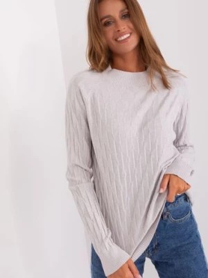 Zdjęcie produktu Jasnożółty damski sweter klasyczny z długim rękawem