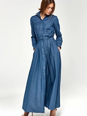 Zdjęcie produktu Jeansowa sukienka maxi z długim rękawem Merg