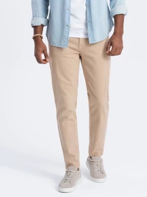 Zdjęcie produktu Jeansowe spodnie męskie bez przetarć SLIM FIT - beżowe V8 OM-PADP-0148
 -                                    XL