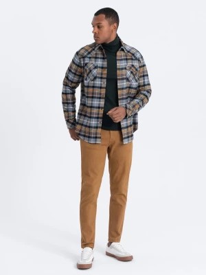 Zdjęcie produktu Jeansowe spodnie męskie bez przetarć SLIM FIT - camel V10 OM-PADP-0148
 -                                    M