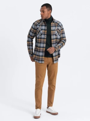 Zdjęcie produktu Jeansowe spodnie męskie bez przetarć SLIM FIT - camel V10 OM-PADP-0148
 -                                    XXL