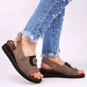 Zdjęcie produktu JEZZI RMR2267-2 sandały damskie na koturnie ażurowe brąz