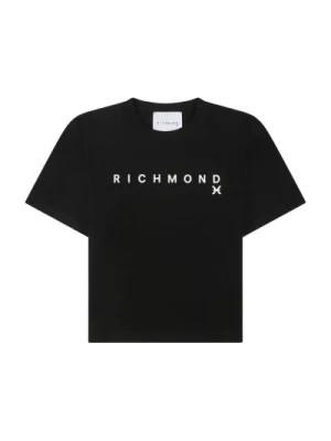 Zdjęcie produktu John Richmond, Koszulka z kontrastowym logo i krótkimi rękawami Black, female,