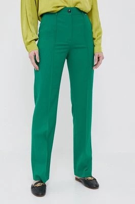 Zdjęcie produktu Joop! spodnie z domieszką wełny kolor zielony proste high waist