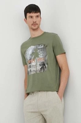 Zdjęcie produktu Joop! t-shirt bawełniany Darko męski kolor zielony z nadrukiem 3004242710017940