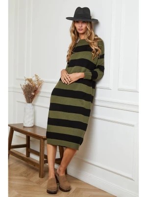 Zdjęcie produktu Joséfine Sukienka "Hungry" w kolorze czarno-oliwkowym rozmiar: XL