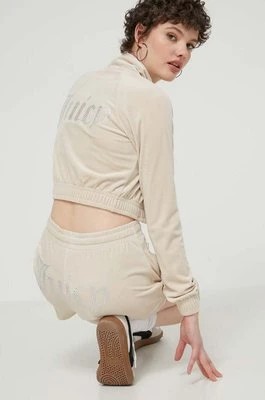 Zdjęcie produktu Juicy Couture bluza welurowa kolor beżowy z aplikacją