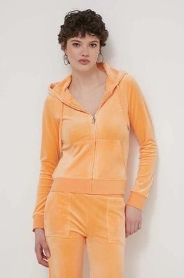 Zdjęcie produktu Juicy Couture bluza welurowa kolor pomarańczowy z kapturem z aplikacją