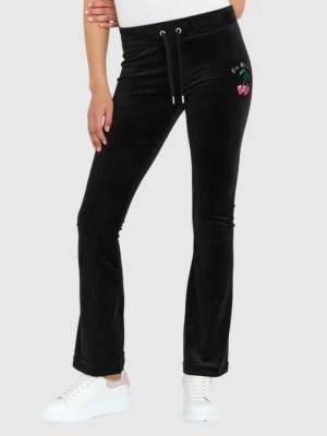 Zdjęcie produktu JUICY COUTURE Czarne welurowe spodnie dresowe z haftowanymi wisienkami