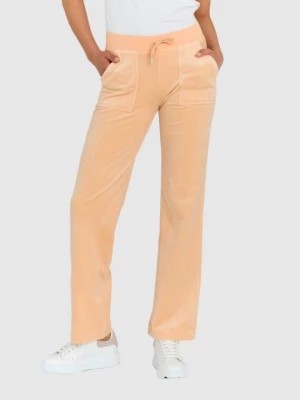 Zdjęcie produktu JUICY COUTURE Klasyczne welurowe spodnie dresowe del ray w brzoskwiniowym kolorze