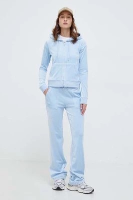 Zdjęcie produktu Juicy Couture spodnie dresowe welurowe kolor niebieski gładkie