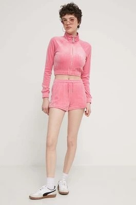 Zdjęcie produktu Juicy Couture szorty welurowe kolor różowy z aplikacją medium waist