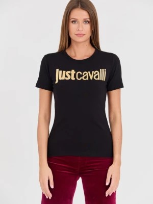 Zdjęcie produktu JUST CAVALLI Czarny t-shirt Logo Gold