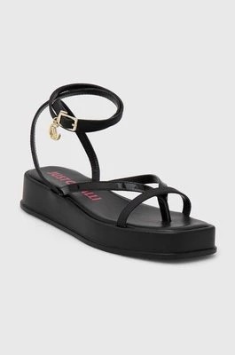 Zdjęcie produktu Just Cavalli sandały skórzane damskie kolor czarny na platformie 76RA3S75
