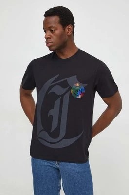 Zdjęcie produktu Just Cavalli t-shirt bawełniany męski kolor czarny z nadrukiem 76OAHG10 CJ300