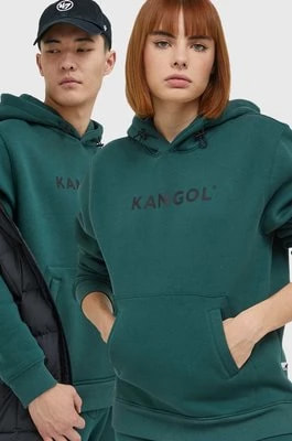 Zdjęcie produktu Kangol bluza unisex kolor zielony z kapturem z nadrukiem