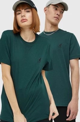 Zdjęcie produktu Kangol t-shirt bawełniany kolor zielony z nadrukiem