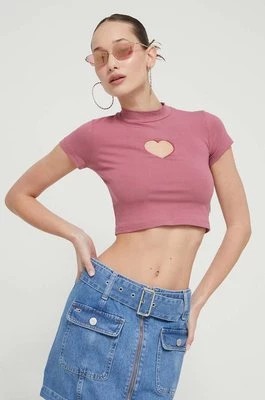 Zdjęcie produktu Kaotiko t-shirt damski kolor różowy z półgolfem