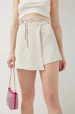 Zdjęcie produktu Karl Kani szorty damskie kolor beżowy wzorzyste medium waist