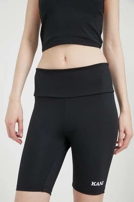 Zdjęcie produktu Karl Kani szorty damskie kolor czarny z aplikacją high waist