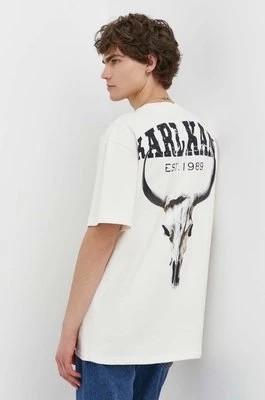 Zdjęcie produktu Karl Kani t-shirt bawełniany męski kolor beżowy z nadrukiem