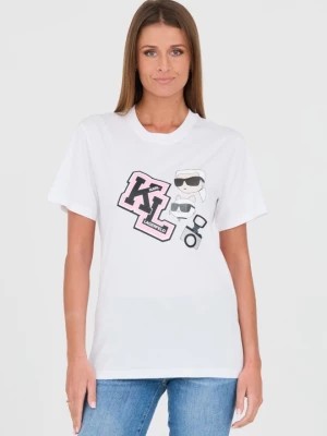 Zdjęcie produktu KARL LAGERFELD Biały t-shirt Ikonik Varsity Tee