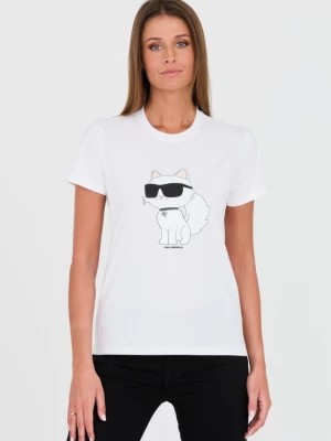 Zdjęcie produktu KARL LAGERFELD Biały t-shirt z kotem