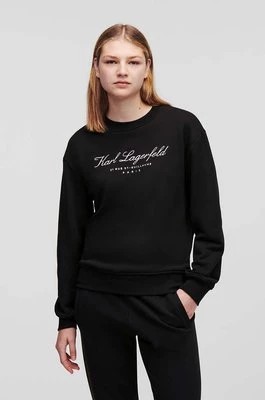 Zdjęcie produktu Karl Lagerfeld bluza bawełniana damska kolor czarny z aplikacją