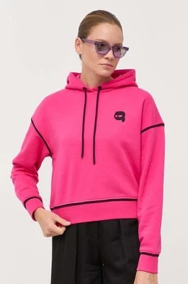 Zdjęcie produktu Karl Lagerfeld bluza damska kolor różowy z kapturem z aplikacją