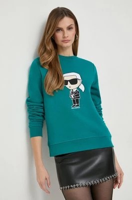 Zdjęcie produktu Karl Lagerfeld bluza damska kolor zielony z aplikacją