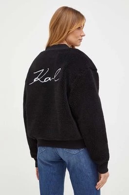 Zdjęcie produktu Karl Lagerfeld bluza z domieszką wełny kolor czarny gładka