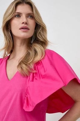 Zdjęcie produktu Karl Lagerfeld bluzka bawełniana kolor różowy gładka