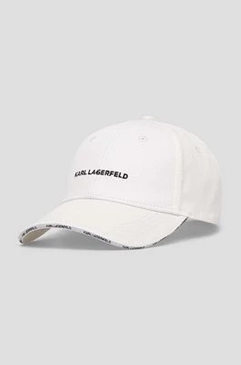 Zdjęcie produktu Karl Lagerfeld czapka z daszkiem bawełniana kolor biały