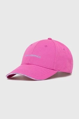 Zdjęcie produktu Karl Lagerfeld czapka z daszkiem bawełniana kolor różowy