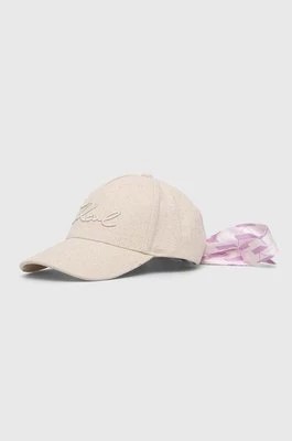 Zdjęcie produktu Karl Lagerfeld czapka z daszkiem kolor beżowy z aplikacją