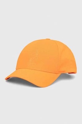 Zdjęcie produktu Karl Lagerfeld czapka z daszkiem kolor pomarańczowy z nadrukiem