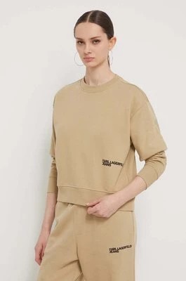 Zdjęcie produktu Karl Lagerfeld Jeans bluza damska kolor beżowy z nadrukiem