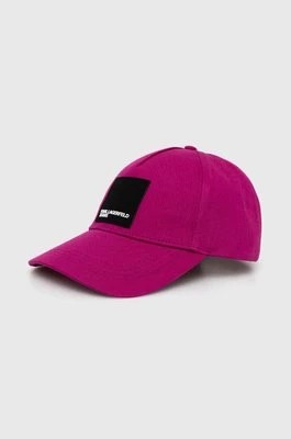 Zdjęcie produktu Karl Lagerfeld Jeans czapka z daszkiem bawełniana kolor różowy z aplikacją