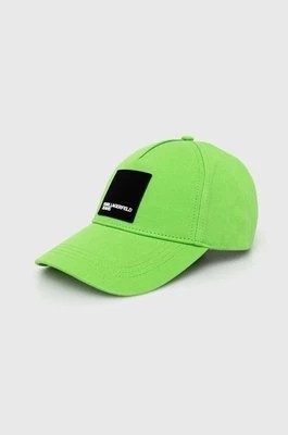 Zdjęcie produktu Karl Lagerfeld Jeans czapka z daszkiem bawełniana kolor zielony z aplikacją