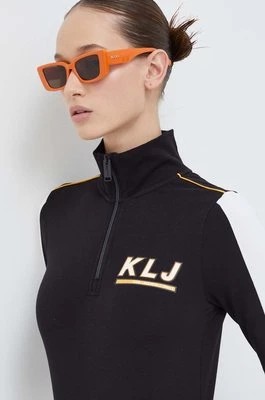 Zdjęcie produktu Karl Lagerfeld Jeans longsleeve damski kolor czarny z półgolfem