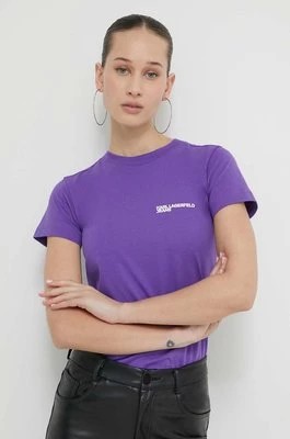 Zdjęcie produktu Karl Lagerfeld Jeans t-shirt bawełniany damski kolor fioletowy