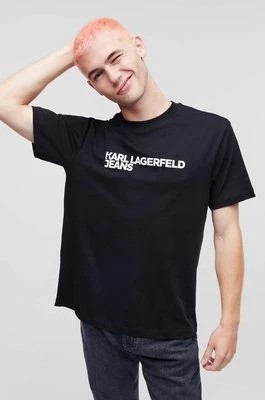 Zdjęcie produktu Karl Lagerfeld Jeans t-shirt bawełniany kolor czarny z nadrukiem